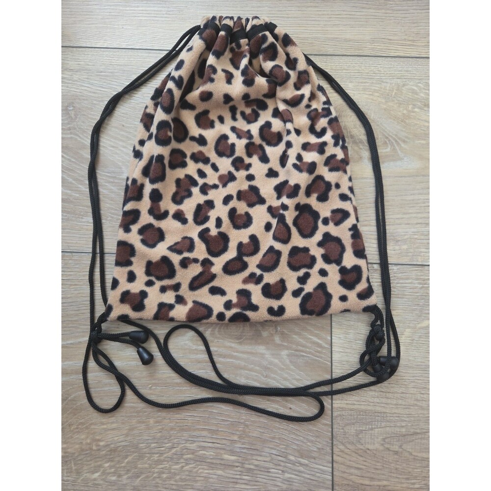 Vintage Liz Claiborne" Soft Plush/Leopard Fleece Sack Backpack